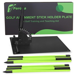 Feroca Upgraded Golf Alignment Stick Holder with Anti-Tip Base, Golf Swing Plane Trainer Enhanced Stability with Front Iron Weighs, Golf Training Aid Fix Slices & Putting