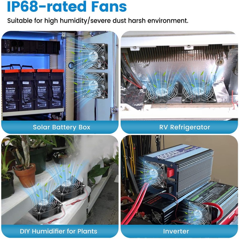 GDSTIME 120mm x 38mm 12V DC IP68 Waterproof Fan, High