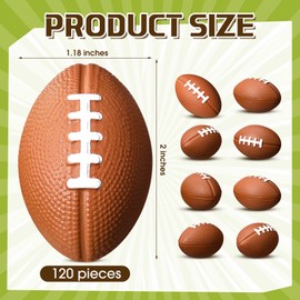 Jerify 120 Packs 2 Inch Mini Football Sports Stress Ball Bulk Mini Foam Football Foam Stress Balls for School Carnival Reward, Chrismas Party Bag Gift Fillers