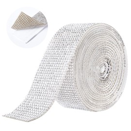Cinta autoadhesiva de diamantes de imitación de cristal (plata, 3,8 cm x 3,8 m)