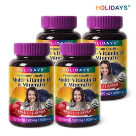Holidays Multivitamin 13 & Mineral 6 90 tablets, 4 bottles (12 months supply) / 홀리데이즈 멀티비타민13앤미네랄6 90정 4병 (12개월분)