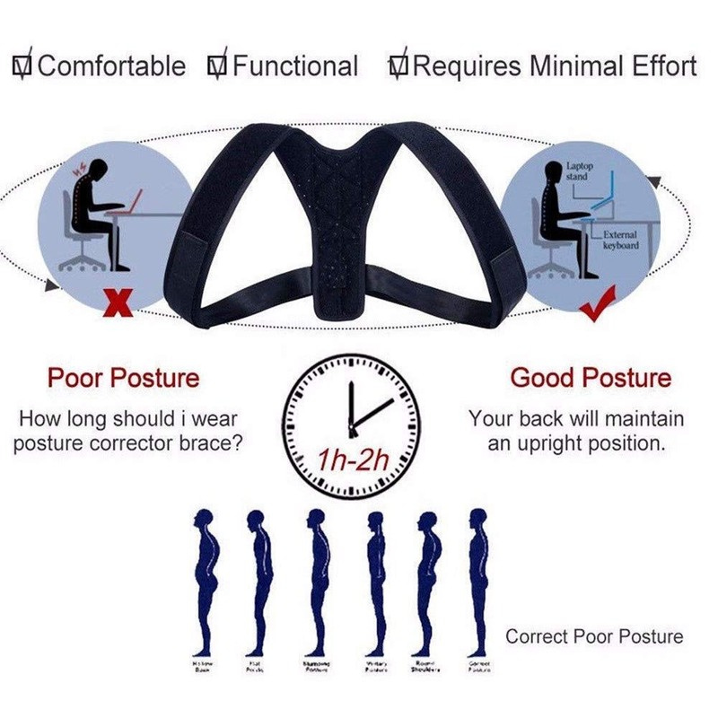 Posture corrector for upper back, shoulder and spine support for