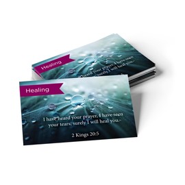 Tarjetas de escritura Pass It On, Healing, Kings 20:5, paquete de 25 tarjetas inspiradoras de versículos bíblicos para devocional, estudio bíblico y memorización, pequeños saludos cristianos para