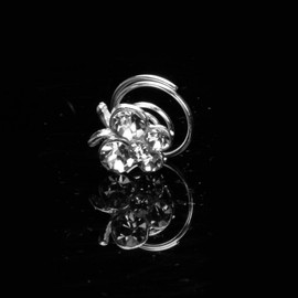 Silver Rhinestone Clear Butterfly On Twist Spiral Bridal Hair Pin - Set Of 6