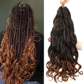 Locescsoc 24 Inch French Curls Braiding Hair 8 Packs Spanish Curly Braids Pre Stretched Loose Wave Soft French Curl Synthetic Braiding Hair Extensions for Women (1B/30, 24 Inch (Pack of 8))