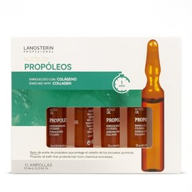 Lanosterin 4 Ampolletas Aceite de Propóleos con Colágeno – Tratamiento Capilar Profesional Antifrizz e Hidratante para Cabello Dañado, Seco o Teñido – 4 Piezas de 13 ml