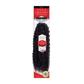 SHAKE-N-GO Saga Human Hair Crochet Braid Standard Type SUPER CURL 10" (1 Jet Black, 1-Pack)