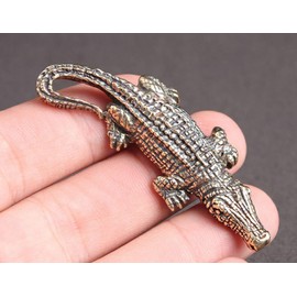 DMtse Chinese Brass Crocodile Decor Statue Figurines for Animal Sculpture Lucky for Collectibles Gift