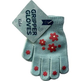Gem Imports Kids Magic Gloves - Girls and Boys Soft Warm Thermal Stretchy Children's Gloves (Baby Blue Flowers)