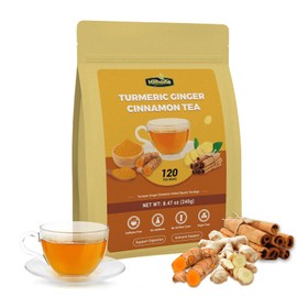 Turmeric Ginger Cinnamon Tea Bags, Turmeric Ginger Herbal Tea, No Sugar, No Caffeine, 120 Teabags