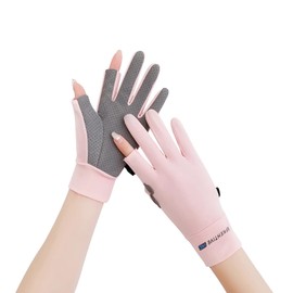 LONTG UV Protection Gloves, Fingercut Gloves, 2 Finger Gloves, Smartphone Gloves, UPF 50+, Thin, For Spring, Autumn and Summer, UV Gloves, Sun Protection, Cool, Breathable, Anti-Slip, Driving,