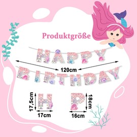 ParPix Mermaid Birthday Decoration Garland, Mermaid Happy Birthday Banner, Mermaid Party Decoration, Mermaid Children's Birthday Garland, Mermaid Birthday Decoration Banner