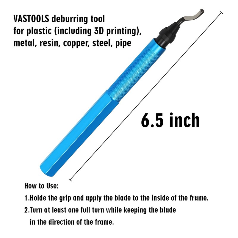 VASTOOLS Deburring Tools,7pc,High Grade Swivel Blades,Metal Handle Deburr Tool for
