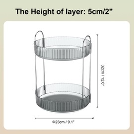 uxcell Rotating Makeup Organizer, Round Rotating Skincare Organizer Countertop Perfume Organizers Cosmetic Dresser Organizer Countertop 360 Rotating (2-Tier, Grey)
