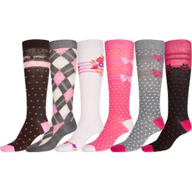 Sakkas 16900 - Liea Ladies Colorful Unique Pattern/Solid Knee High Socks Assorted 6-Pack - Style1-9-11