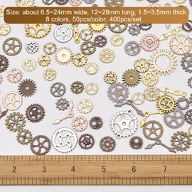 OLYCRAFT 400Pcs Harzfüller Antique Steampunk Gears Charms Resin Füllstoff 8-Farben UV Epoxy Resin Supplies Füllzubehör Für Schmuckherstellung Dekoration