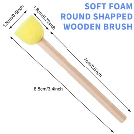 40 Pcs Yellow Round Sponges Brush Set Paint Sponge Brush Wooden Handle Foam Brush Sponge Painting Tools for Arts and Crafts Acrylic Painting (0.6 Inch)