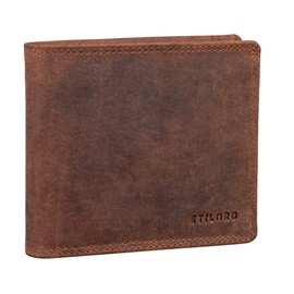 STILORD 'Derek' Small Wallet RFID Leather Mini Wallet Men's Card Holder with NFC Protector Slim Wallet Leather Wallet Passport Holder Genuine Leather Colour: Torino - Brown