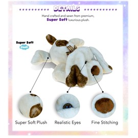 DolliBu Plush Dog Stuffed Animal - Soft Plush Huggable Laying Dog Pillow, Adorable Playtime Pet Plush Toy, Cute Animal Pet Cuddle Gift for Kids & Adults - 14 Inch