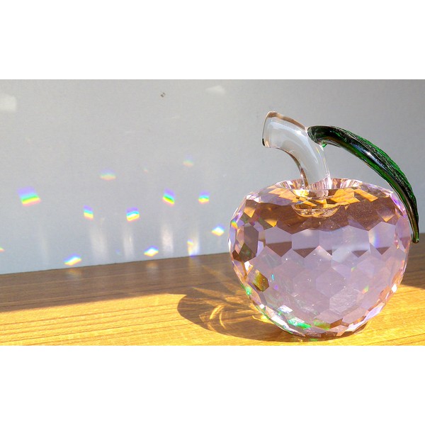 Crystal Glass Apple, Apple Figurine, Interior, Feng Shui, Sun Catcher, Miscellaneous Goods, 1.6 Inches (40 mm), 2.0 Inches (50 mm), 7 Colors