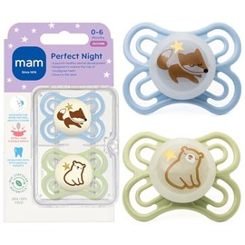 MAM Perfect Night - Chupete para bebé, pezón patentado, brilla en la oscuridad, paquete de 2, 0-6 meses, niño