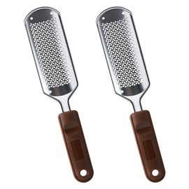 2 Stück Edelstahl-Fußfeilen, verkrustete Fußentferner, abgestorbene Haut, Fußpflege, geeignet für Männer und Frauen, geeignet für verkrustete und rissige Füße (Silber)