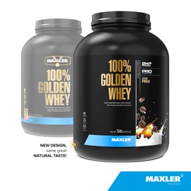 Maxler 100% Golden Whey Protein - 23g of Premium Whey Protein Powder per Serving - Pre, Post & Intra Workout Recovery - Fast-Absorbing Whey Hydrolysate, Isolate & Concentrate Blend - Cappuccino 5 lbs