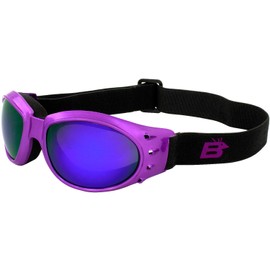 Birdz Eyewear Eagle Women's Purple Airy Foam Padded Motorcycle Goggles ReflecTech Purple Mirror Lenses