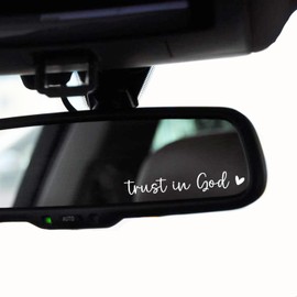 2 x Trust In God Rearview Mirror Decal Water Bottle Stickers Affirmation Reminder Sticker Laptop Bumper Sticker Tumbler Vinyl Sticker Car Mirror Decal New Car Decor (Trust In God, White)