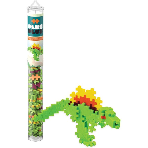 PLUS PLUS – Mini Maker Tube – Spinosaurus Dinosaur – 70 Piece, Construction Building STEM | STEAM Toy, Interlocking Mini Puzzle Blocks for Kids