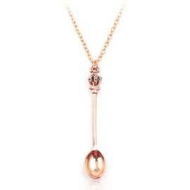Mini Crown Spoon Necklace Pendant Charm for Filling Vials with Salts, Sand, Glitter with Necklace Loop Pendant Festival Cutlery Tea Party Gift (Rose Gold)