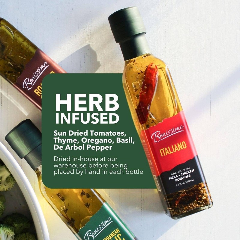 Benissimo Italiano Herb Infused Oil, All Natural, Farm Fresh Herbs,