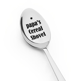 Papa Spoon Gifts for Dad Grandpa Fathers Father's Day Gift for Father Grandfather Birthday Gifts for Dad Grandpa Papa's Cereal Shovel Spoon for Cereal Lovers Gifts for Papa Retirement Gift for Men