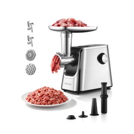3000W Electric Meat Grinder 3-in-1 with High-Efficiency Copper Motor, Auto-Reverse & Hidden Storage Sausage Stuffer & Kubbe Maker Making for Home Use.