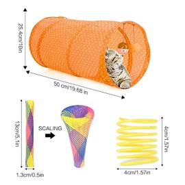 30 Pcs Cat Toys Set Kitten Interactive Cat Toys for Indoor Cats Assortments 2 Way Hole Cat Tunnel, Feather Wand Fun Chew Sticks, Crinkle Cat Toys for Indoor & Outdoor Playing jouet Pour Chat (Orange)