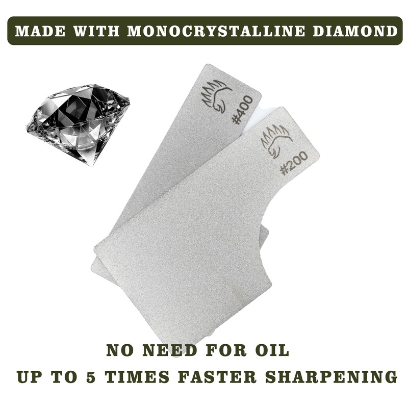 2X Dual Grit Diamond Sharpening Stone + Leather Wallet Strop