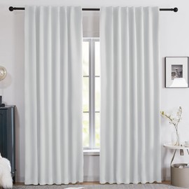 Deconovo Blackout Curtains – Noise-Reducing & Energy-Saving Back Tab Thermal Insulated Drapes, 2 Panels, White, 52W x 84L Inches – Light Blocking & Privacy for Bedroom & Living Room