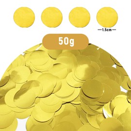 50 g Round Confetti Gold Confetti 15 mm Table Paper Glitter Confetti Sequins Table Confetti for Party Wedding Decoration (Gold)
