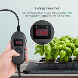 LUXBIRD Daisy Chain Plant Heating Mat with Thermostat,Timing Function Countdown, 10"x 20.75" (4 Pack)