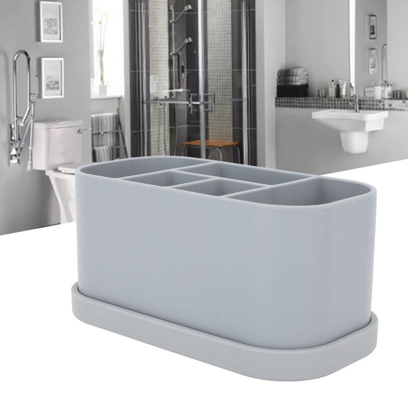 Silicone Toothbrush Toothpaste Holder Multipurpose 5 Slots Drainage Holes Bathroom