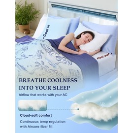 ZonLi Cooling Blanket for Hot Sleepers, 50"x70" Throw Size Cooling Comforter, Q-Max 0.4 Cool Touch, Breathable Summer Blanket for Night Sweats, All-Season Cold Blanket, Coastal Blue