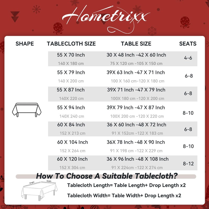 hometrixx Christmas Snowflake Gnome Rectangle Table Cloth Cover 140x220cm