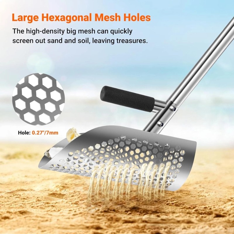 N/A Long Handle Sand Scoop with Shovel for Metal Detecting,