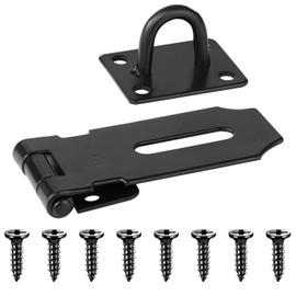 Acooruiteng Door Hasp Latch Lock 3 Inch Stainless Steel Door Padlock Hasp Heavy Duty Door Lock Latch Pocket Door Lock Gate Lock Hasp with 9 Screws for Barn Door Cabinet Drawer Black