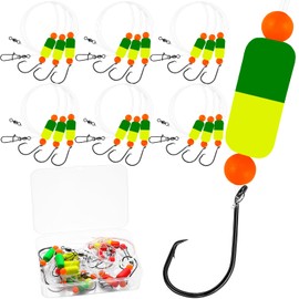 Vipfish Pompano Rig for Surf Fishing - 6 Pack Pompano Rigs Saltwater for Pompano Bait, Whiting Rigs - Pompano Floats,2/0 Fishing Hooks,Mono line and Crane Swivel Snaps