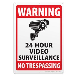 6-Pack Video Surveillance Sign, Rust Free Aluminum Reflective Metal Signs, Indoor or Outdoor No Trespassing Security Warning, Use for Home Business CCTV Security Camera, UV Protected & Waterproof