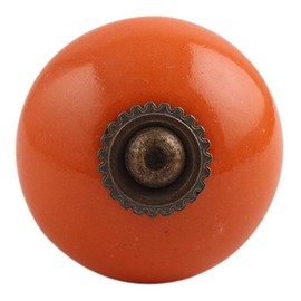 Indian Shelf 2 Pack Ceramic Orange Round Drawer Knobs for Kitchen Cabinet Hardware Door Pulls Decorative Dresser Luxurious