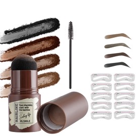 Eyebrow Stamp, Eyebrow Stencil, Eyebrow Stamp, Eyebrow Tattoo, 10 Sets Reusable Eyebrow Stencils, 1 Eyebrow Pen Brush, Waterproof Eyebrow Powder Set (02)