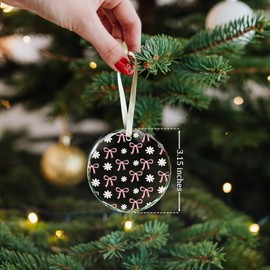 Bow Aesthetic Christmas Tree Decoration Ornament, Pink Bow Daisy Ornament, Bow Gift for Bestie Bestfriend Sister Girlfriend, Christmas Keepsake, Birthday Party Decorations Hanging Ornament