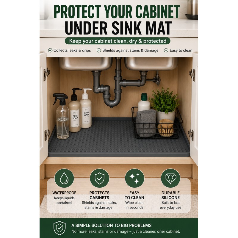 Silicone Under Sink Mat for Cabinet Protection – 34 ×